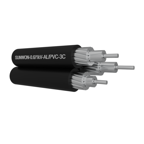 3 core twisted aluminum cable SUNWON-0.6/1kV-AL/XLPE-3C
