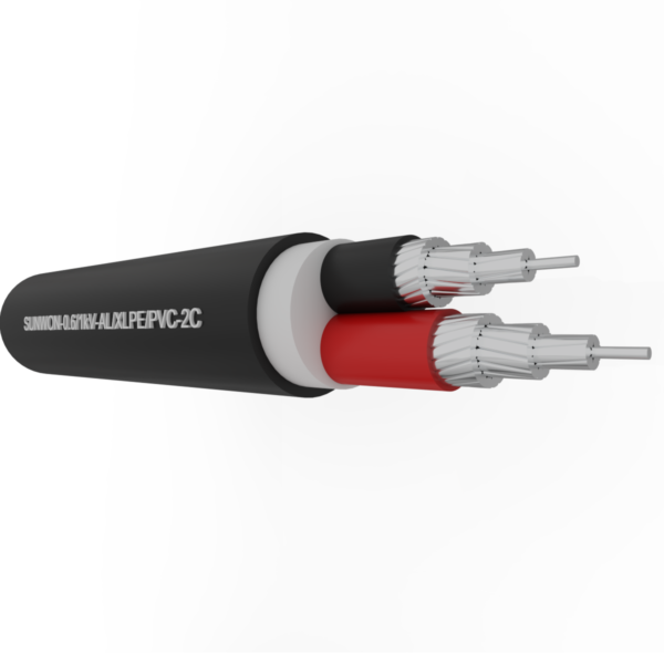 2-cores sheathed aluminum cable SUNWON-0.6/1kV-AL/XLPE/PVC