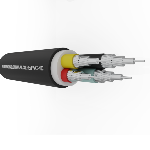 4-cores sheathed aluminum cable SUNWON-0.6/1kV-AL/XLPE/PVC-4x