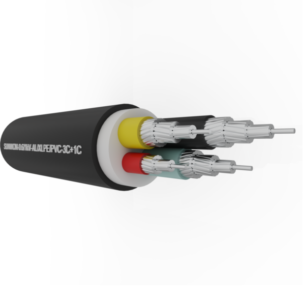 4-cores sheathed aluminum cable SUNWON-0.6/1kV-AL/XLPE/PVC-3x+1x