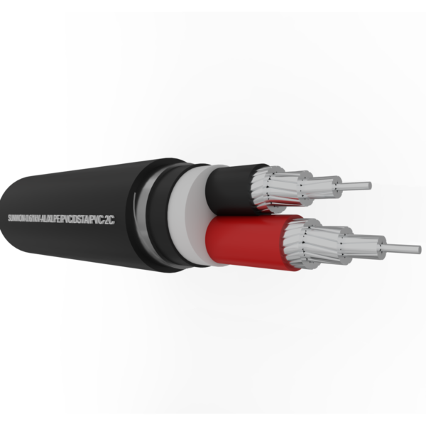 2-cores underground aluminum cable SUNWON-0.6/1kV-AL/XLPE/PVC/DSTA/PVC