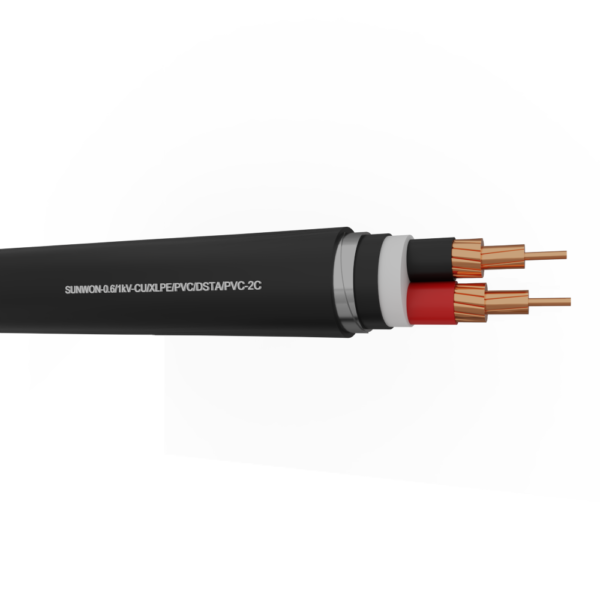 2-cores underground copper cable SUNWON-0.6/1kV-CU/XLPE/PVC/DSTA/PVC-2C 2
