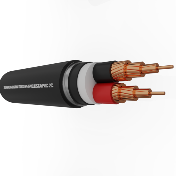 2-cores underground copper cable SUNWON-0.6/1kV-CU/XLPE/PVC/DSTA/PVC-2C