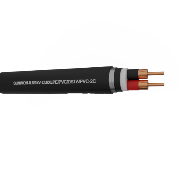 2-cores underground copper cable SUNWON-0.6/1kV-CU/XLPE/PVC/DSTA/PVC-2C 2 3
