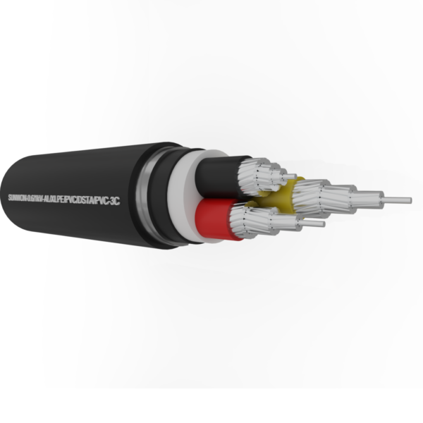 3-cores underground aluminum cable SUNWON-0.6/1kV-AL/XLPE/PVC/DSTA/PVC-3C