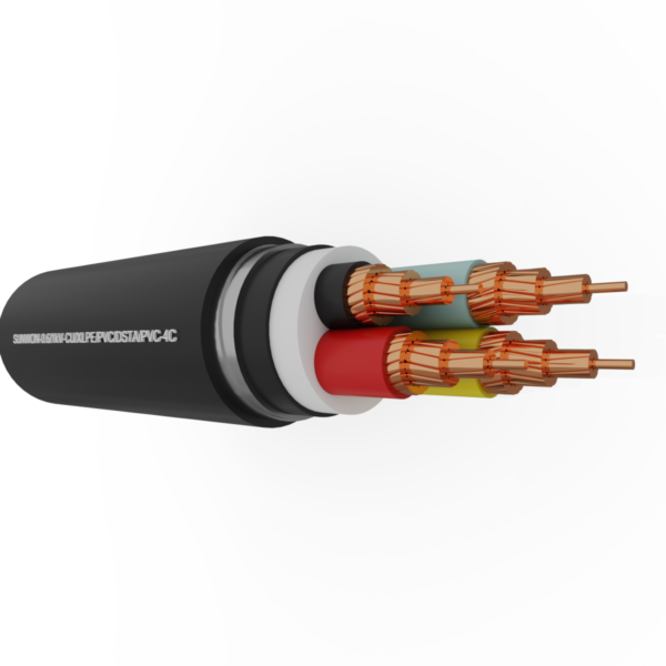 4-cores underground copper cable SUNWON-0.6/1kV-CU/XLPE/PVC/DSTA/PVC-4C