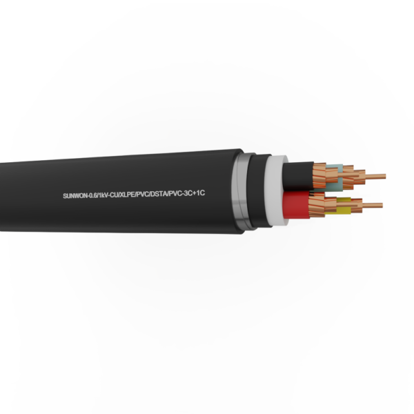 4-cores underground copper cable SUNWON-0.6/1kV-CU/XLPE/PVC/DSTA/PVC-3x+1x 2