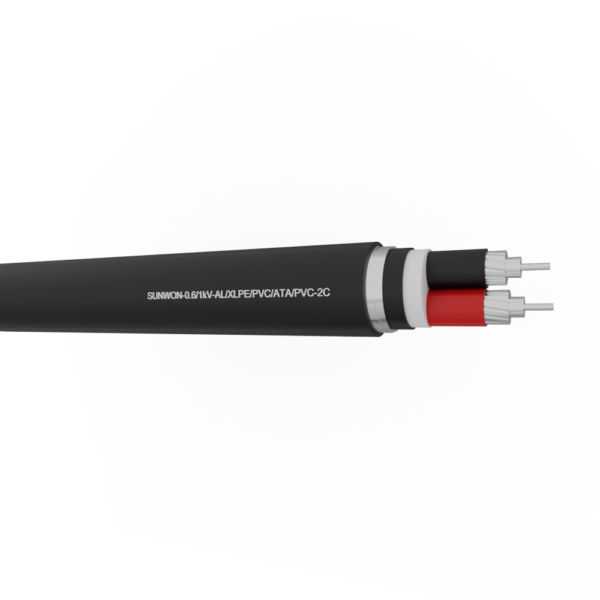 2-cores Muyler aluminum cable SUNWON-0.6/1kV-AL/XLPE/PVC/ATA/PVC-2C 2