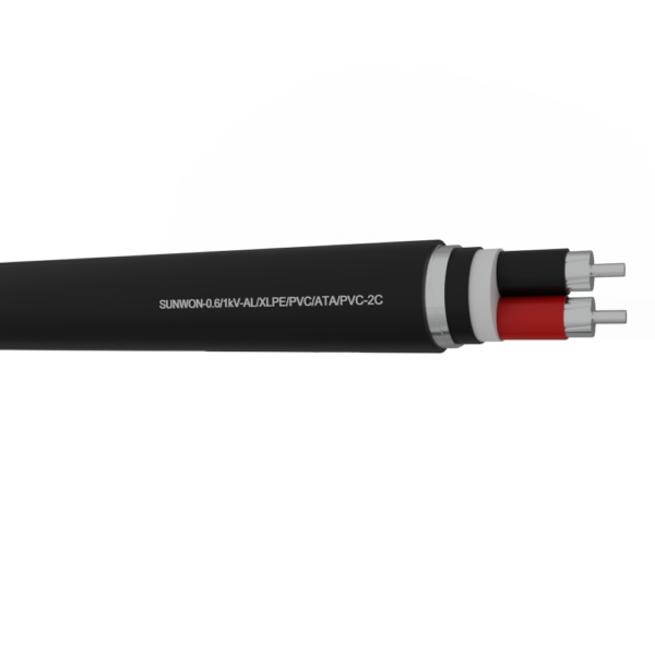 2-cores Muyler aluminum cable SUNWON-0.6/1kV-AL/XLPE/PVC/ATA/PVC-2C 2 3