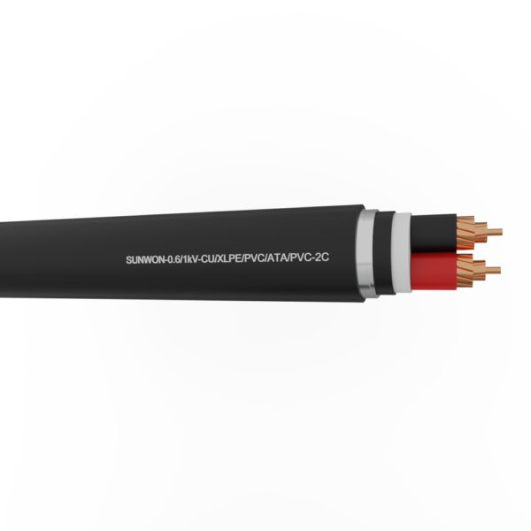 2-cores Muyler copper cable SUNWON-0.6/1kV-CU/XLPE/PVC/ATA/PVC-2C 2