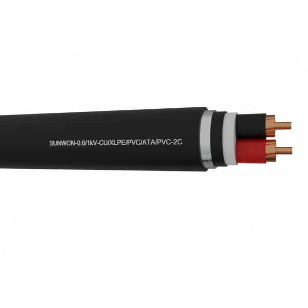 2-cores Muyler copper cable SUNWON-0.6/1kV-CU/XLPE/PVC/ATA/PVC-2C 2 3