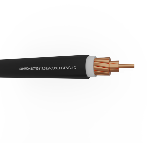 1-core sheathed copper cable SUNWON- 8.7/15 (17.5) kV-CU/XLPE/PVC 2
