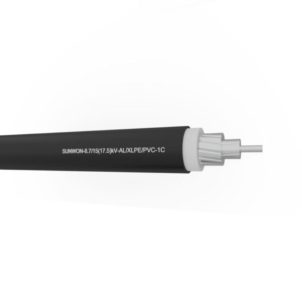 1-core sheathed aluminum cable SUNWON- 8.7/15 (17.5) kV-AL/XLPE/PVC 2