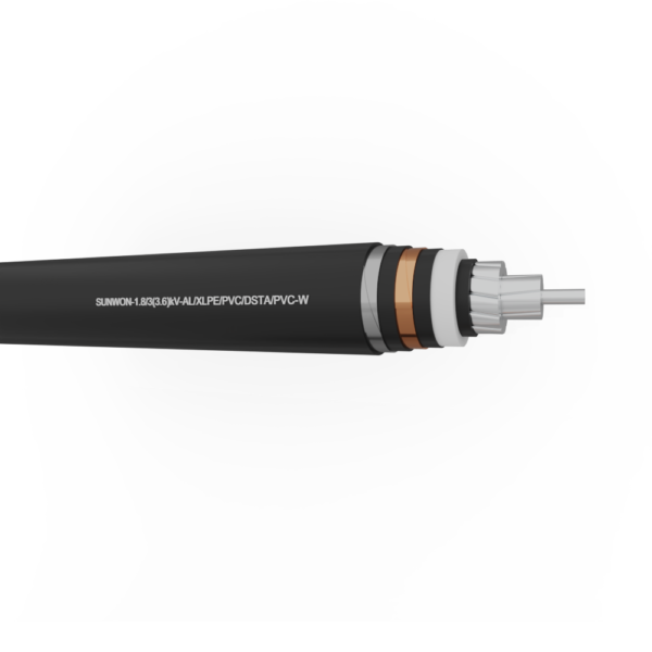 1-core underground aluminum cable SUNWON-1.8/3 (3.6) kV-AL/XLPE/PVC/DSTA/PVC-W 2