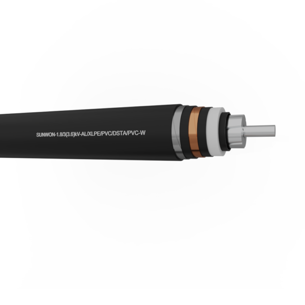 1-core underground aluminum cable SUNWON-1.8/3 (3.6) kV-AL/XLPE/PVC/DSTA/PVC-W 2 3