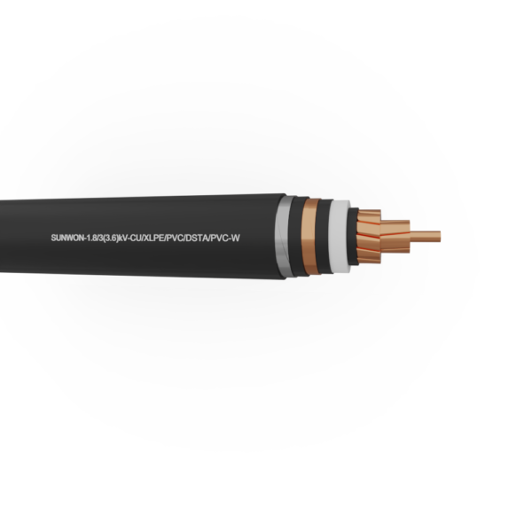 1-core underground copper cable SUNWON- 1.8/3 (3.6) kV- CU/XLPE/PVC/DSTA/PVC-W 2