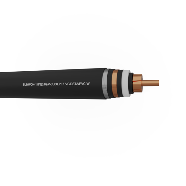 1-core underground copper cable SUNWON- 1.8/3 (3.6) kV- CU/XLPE/PVC/DSTA/PVC-W 2 3