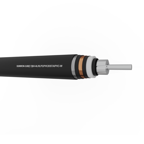 1-core underground aluminum cable SUNWON- 3.6/6 (7.2) kV-AL/XLPE/PVC/DSTA/PVC-W 2 3