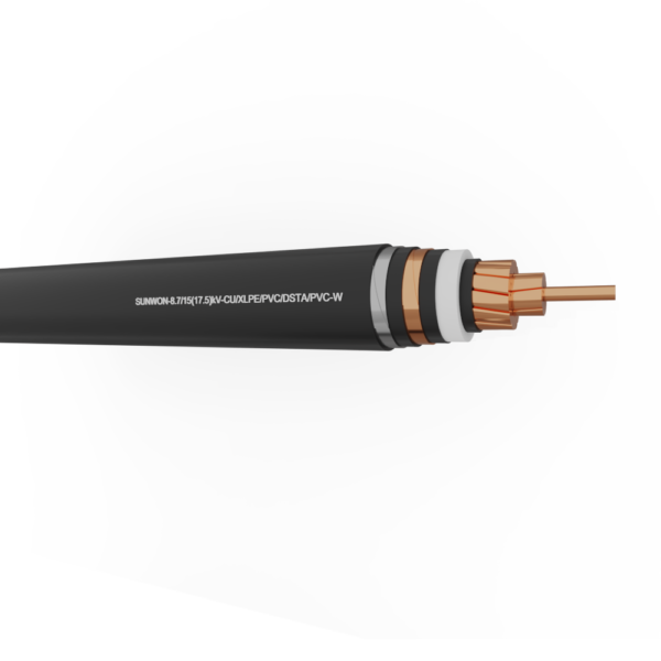 1-core underground copper cable SUNWON- 8.7/15 (17.5) kV- CU/XLPE/PVC/DSTA/PVC-W 2
