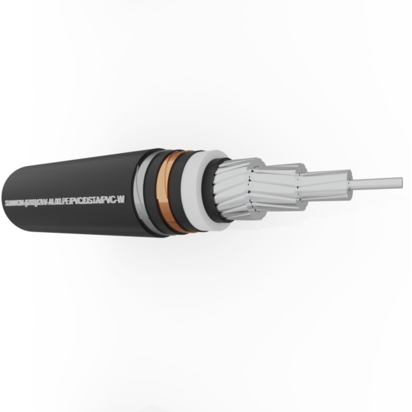 1-core underground aluminum cable SUNWON- 8.7/15 (17.5) kV-AL/XLPE/PVC/DSTA/PVC-W
