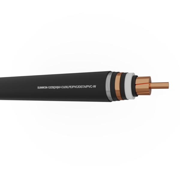1-core underground copper cable SUNWON- 12/20 (24) kV- CU/XLPE/PVC/DSTA/PVC-W 2 3