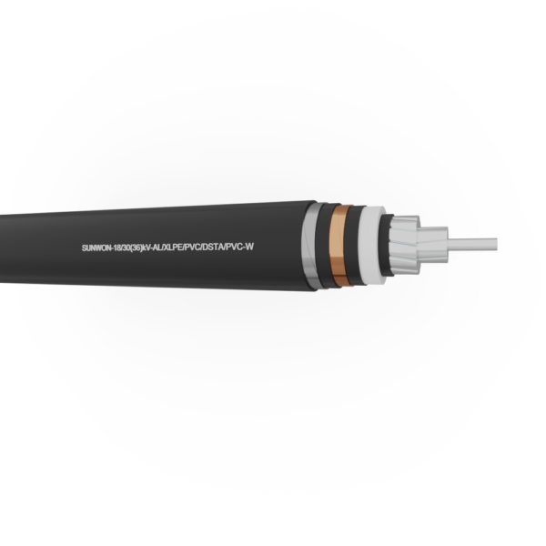 1-core underground aluminum cable SUNWON-18/30 (36) kV-AL/XLPE/PVC/DSTA/PVC-W 2