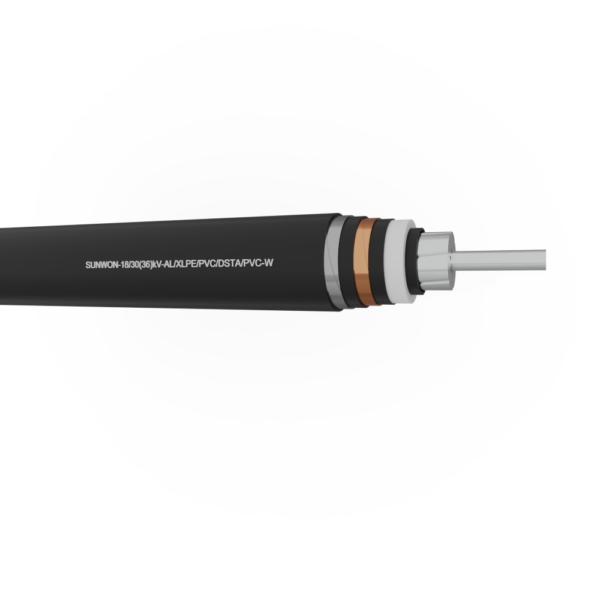1-core underground aluminum cable SUNWON-18/30 (36) kV-AL/XLPE/PVC/DSTA/PVC-W 2 3