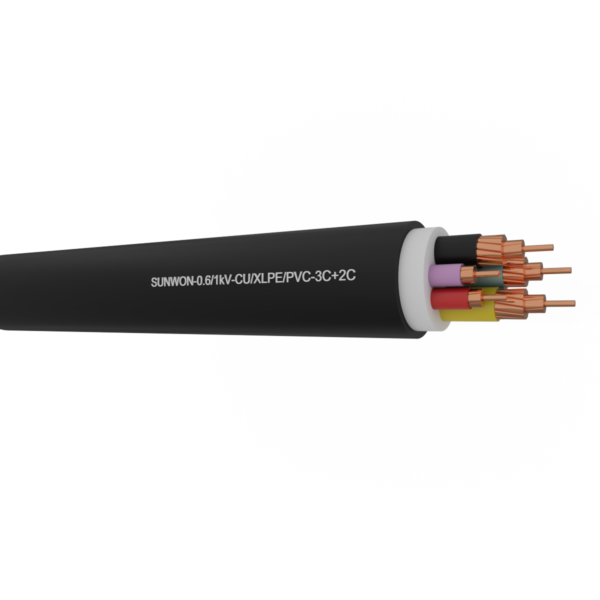 5-cores sheathed copper cable SUNWON-0.6/1kV-CU/XLPE/PVC-3C+2C 2
