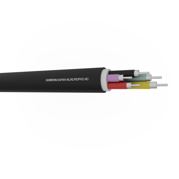 5-cores sheathed aluminum cable SUNWON-0.6/1kV-AL/XLPE/PVC-5C 3 3