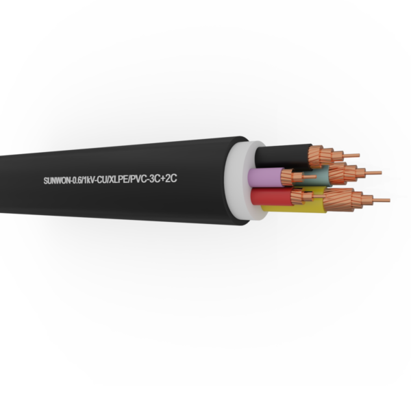 5-cores sheathed copper cable SUNWON-0.6/1kV-CU/XLPE/PVC-3C+2C