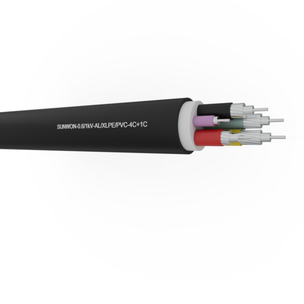 5-cores sheathed aluminum cable SUNWON-0.6/1kV-AL/XLPE/PVC-4x+1x 2
