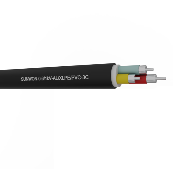 3-cores sheathed aluminum cable SUNWON-0.6/1kV-AL/XLPE/PVC 2 3