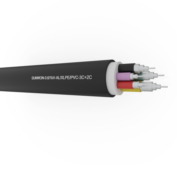 5-cores sheathed aluminum cable SUNWON-0.6/1kV-AL/XLPE/PVC-3x+2x