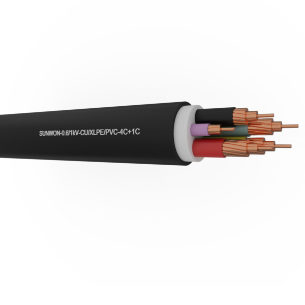 5-cores sheathed copper cable SUNWON-0.6/1kV-CU/XLPE/PVC-4x+1x 2