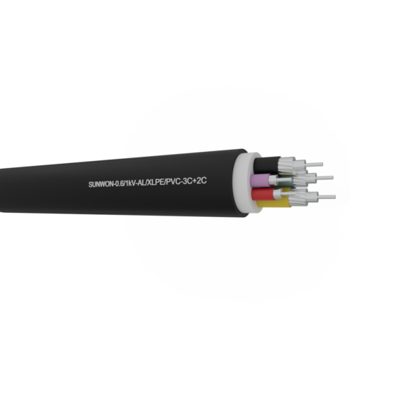 5-cores sheathed aluminum cable SUNWON-0.6/1kV-AL/XLPE/PVC-3x+2x 1